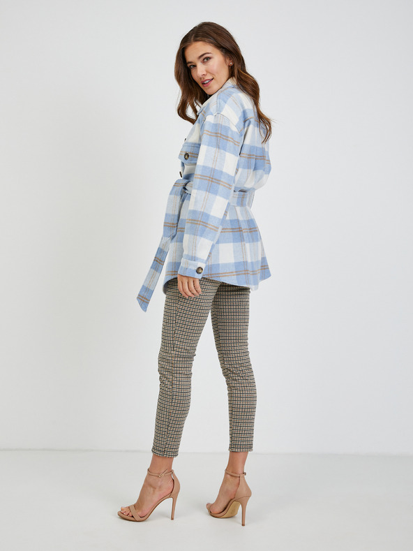 Orsay Bijelo-plava ženska košulja-jakna na kockice i vezanje ORSAY