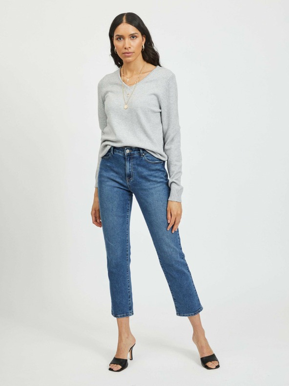 Vila VILA Viril svijetlo sivi osnovni džemper