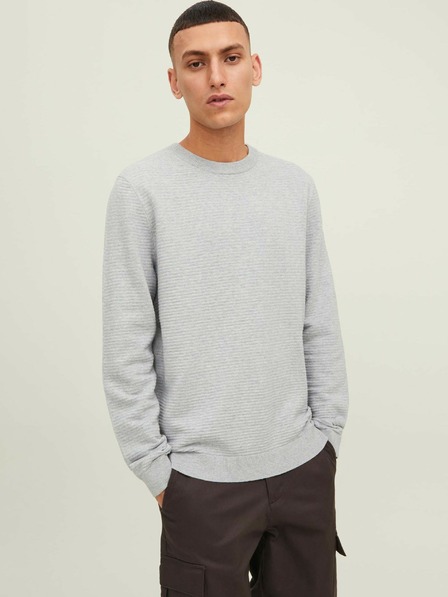 Jack & Jones Jack & Jones Otto svijetlo sivi rebrasti osnovni džemper