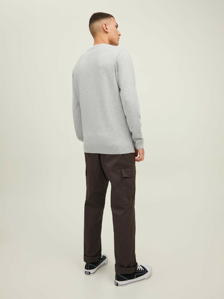 Jack & Jones Jack & Jones Otto svijetlo sivi rebrasti osnovni džemper