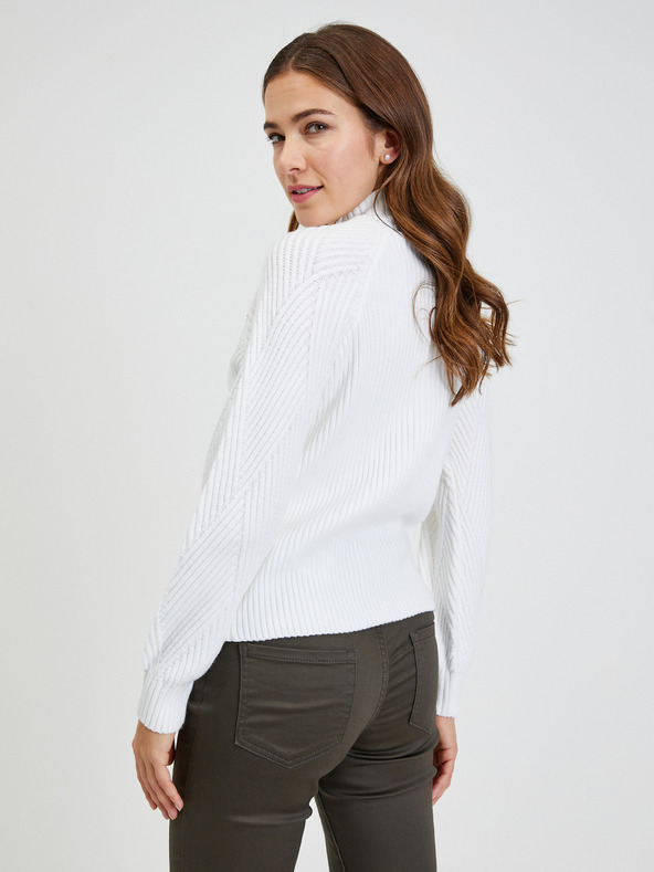 Orsay Bijeli ženski rebrasti pulover s ukrasnim gumbima ORSAY