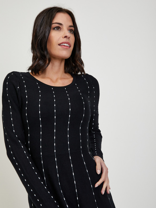 Orsay Crna ženska pletena haljina s uzorkom ORSAY