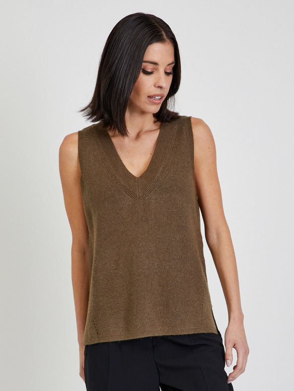 Vila Smeđi ženski džemper prsluk VILA Ril