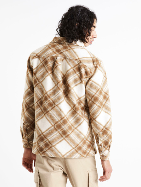 Celio Krem smeđa muška karirana košulja Celio Caima