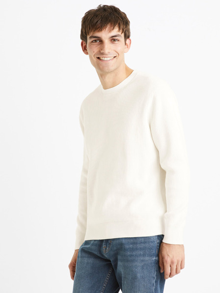 Celio Celio Dexter Cream muški rebrasti Basic džemper