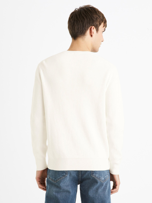 Celio Celio Dexter Cream muški rebrasti Basic džemper