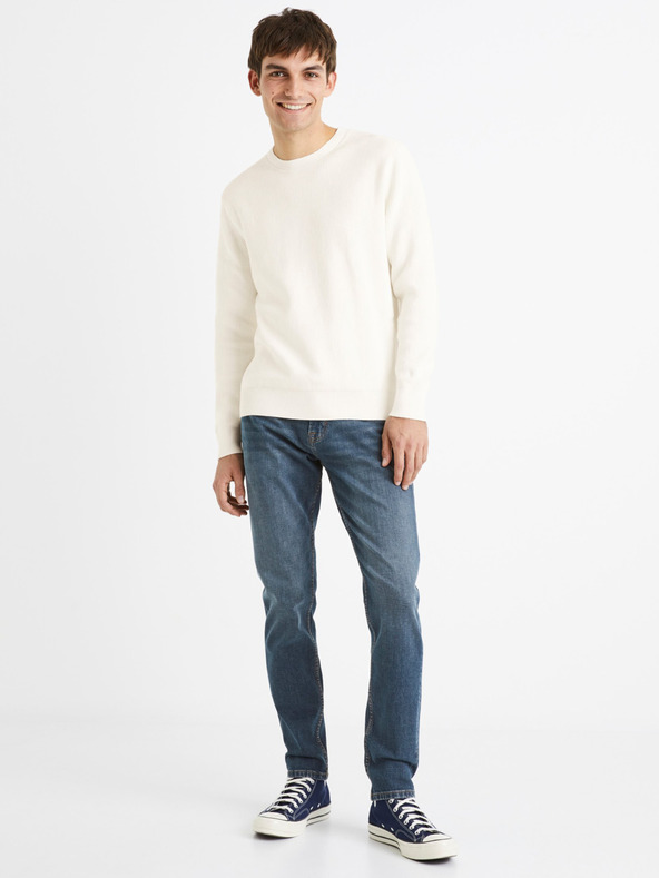 Celio Celio Dexter Cream muški rebrasti Basic džemper