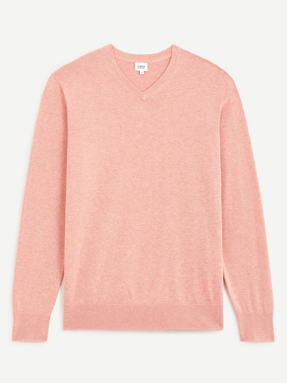 Celio Celio Decotonv ružičasti muški pulover