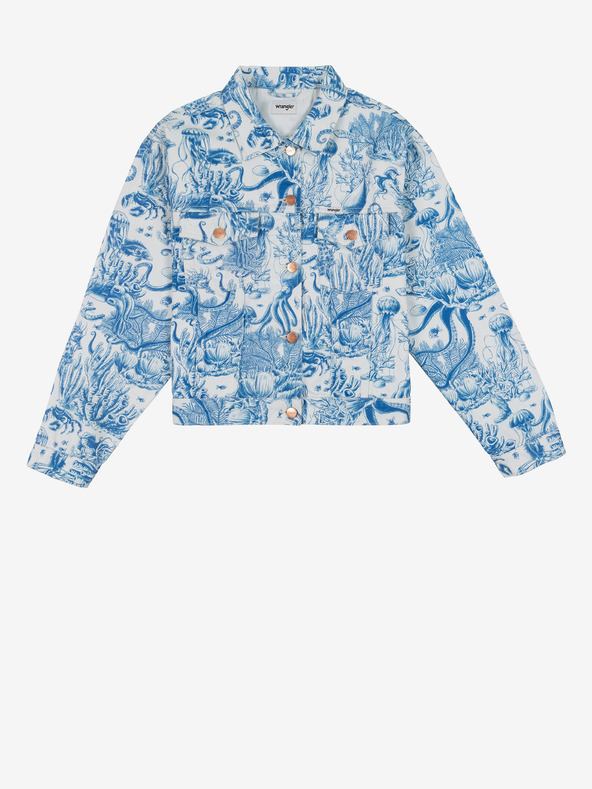 Wrangler Bijelo-plava ženska traper jakna Wrangler s uzorkom