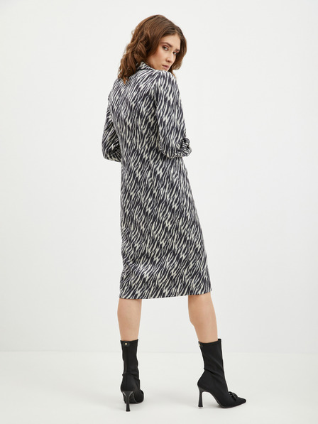 Orsay Bež-crna ženska košulja-haljina od brušene kože s uzorkom ORSAY