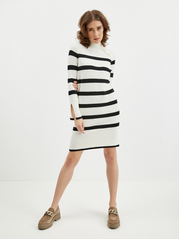 Orsay Crno-krem ženska prugasta pletena haljina ORSAY