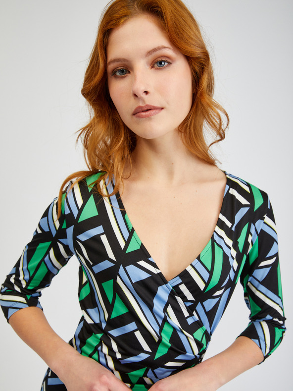 Orsay Zeleno-crna ženska uska haljina s uzorkom ORSAY