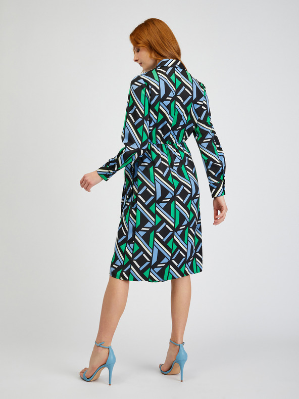 Orsay Zeleno-crna ženska haljina na preklop s uzorkom ORSAY