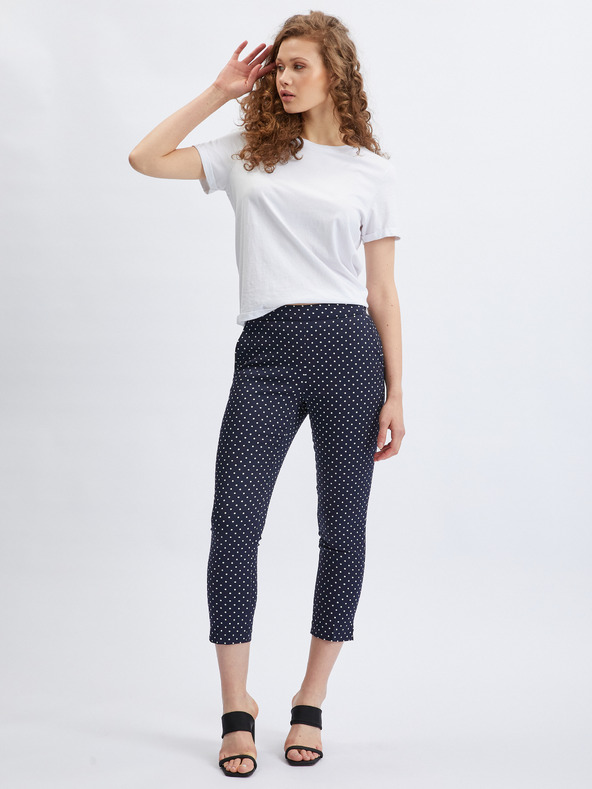 Orsay Tamnoplave ženske hlače tričetvrt dužine na točkice ORSAY