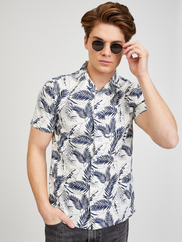 ZOOT.lab ZOOT.lab Darrel Krem muška košulja s uzorkom kratkih rukava