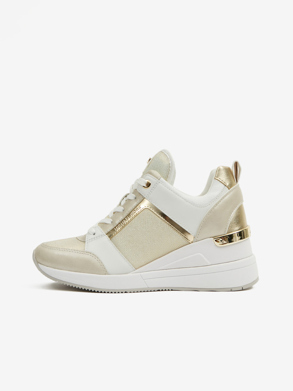 Michael Kors Bijelo-bež Michael Kors Georgie ženske kožne tenisice do gležnja