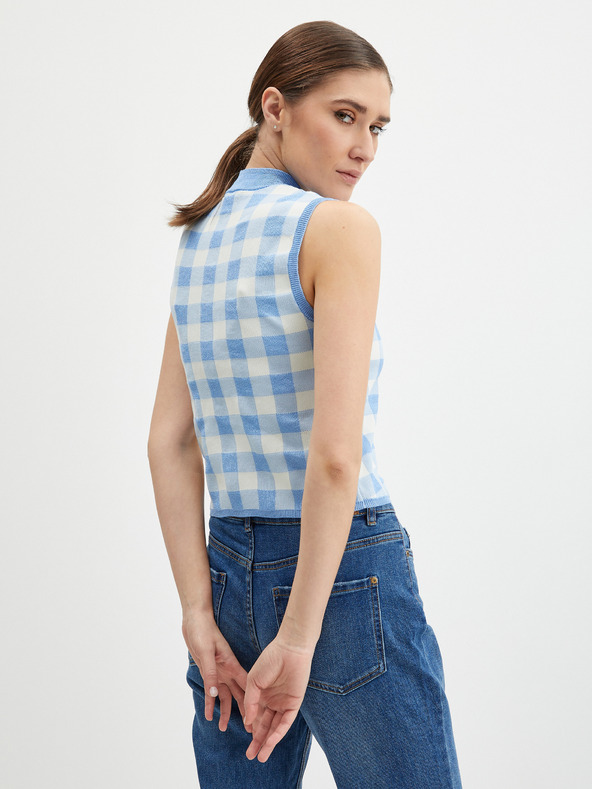 Orsay Bijelo-plava ženska majica bez rukava na kockice ORSAY