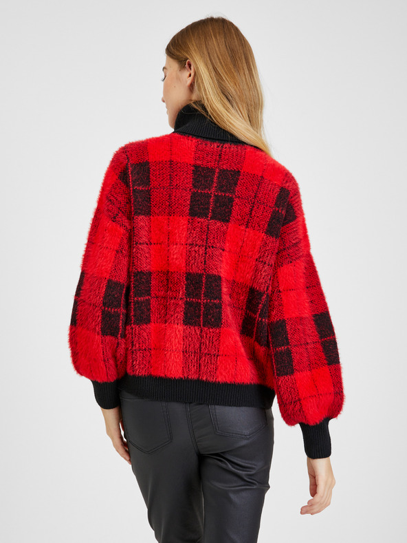 Orsay Crno-crveni ženski pulover na kockice ORSAY