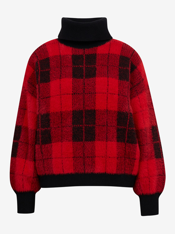 Orsay Crno-crveni ženski pulover na kockice ORSAY