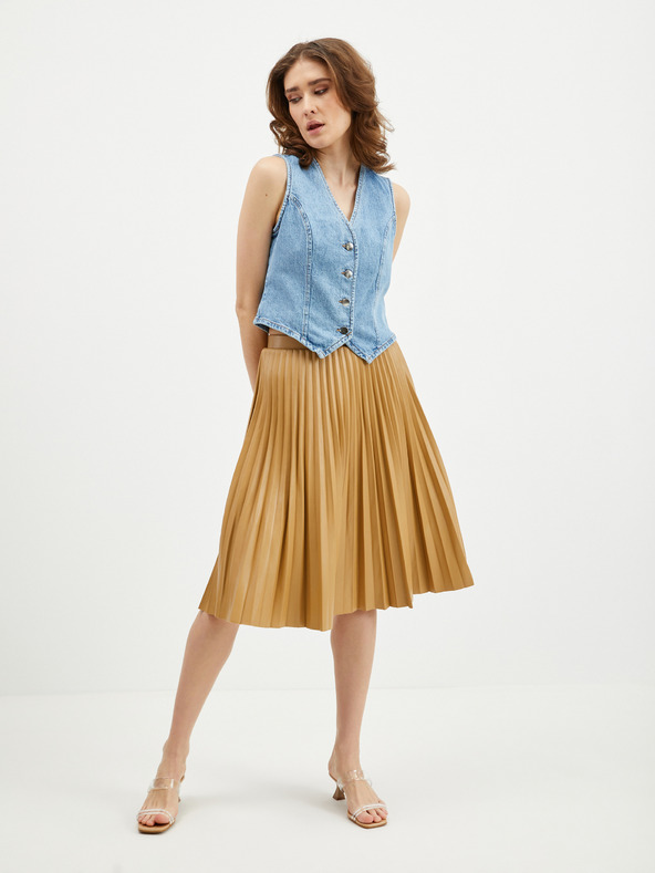 Orsay Svjetlosmeđa ženska plisirana suknja od umjetne kože ORSAY