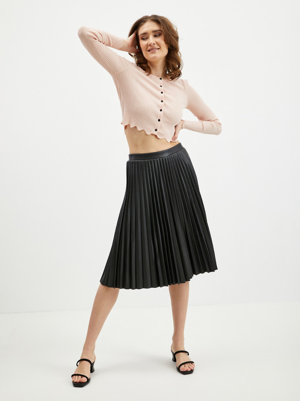 Orsay Crna ženska plisirana suknja od umjetne kože ORSAY