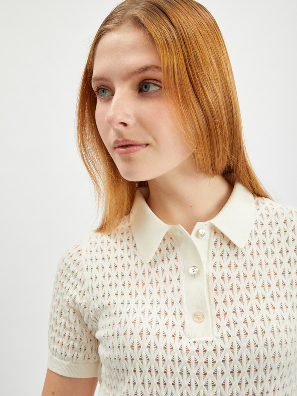 Orsay Kremasti ženski uzorani džemper s kratkim rukavima ORSAY