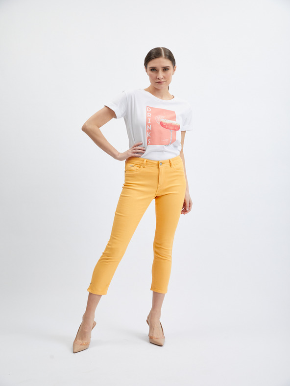 Orsay Narančaste ženske skraćene traperice uskog kroja ORSAY