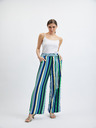 Orsay Zeleno-plave ženske prugaste široke hlače ORSAY