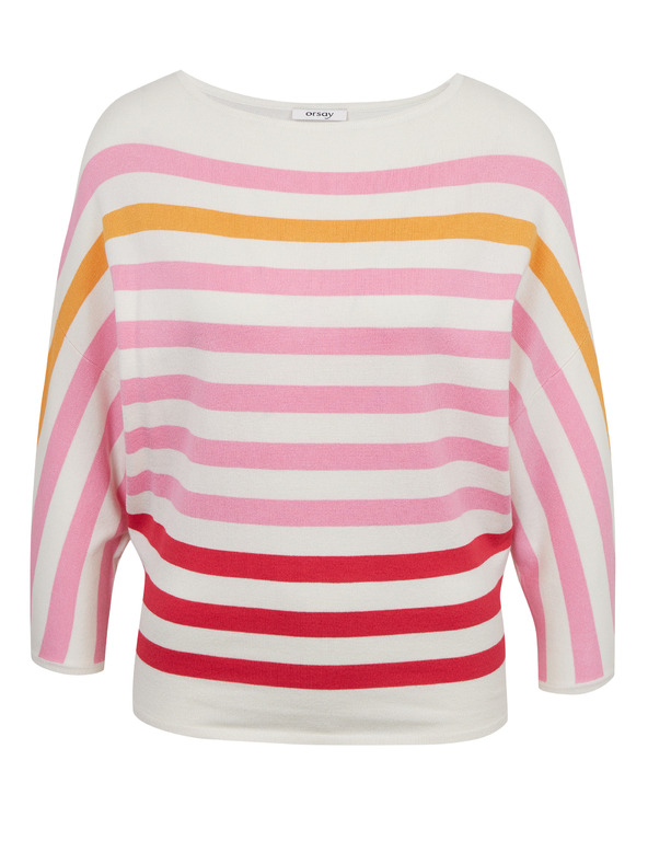 Orsay Ružičasto-kremasti prugasti ženski džemper ORSAY