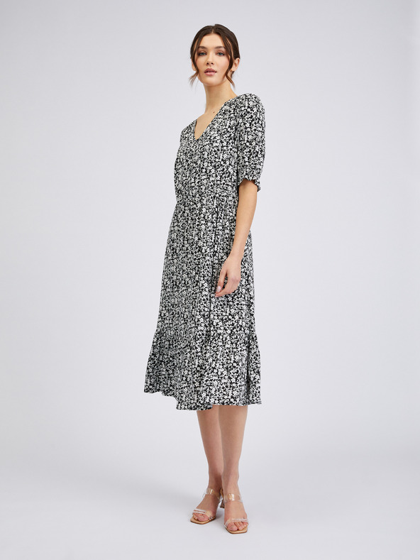 Orsay Bijelo-crna ženska haljina cvjetnog uzorka ORSAY