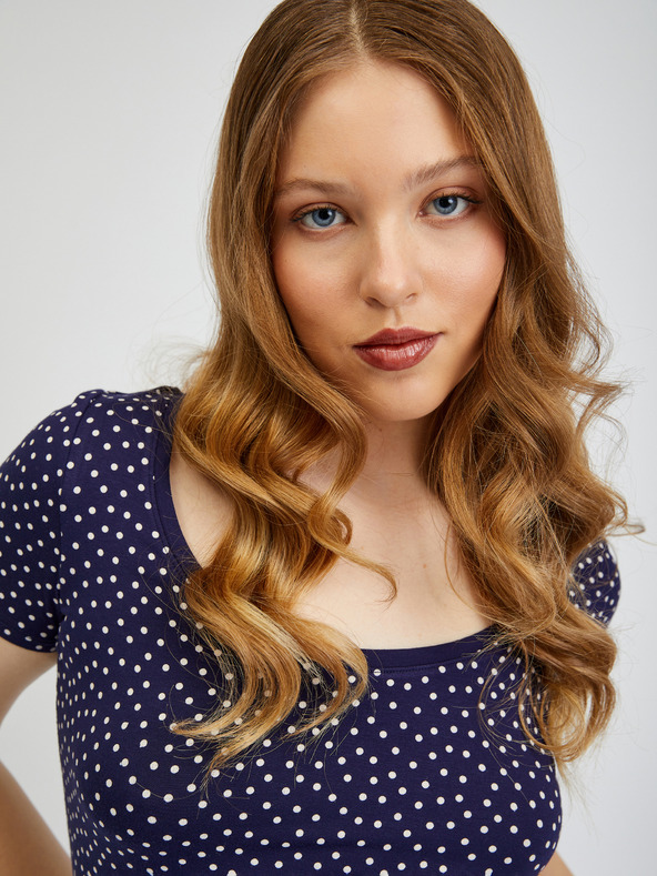 Orsay Tamnoplava ženska majica na točkice ORSAY