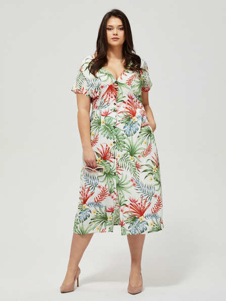Moodo Bijela ljetna haljina s Moodo tropskim uzorkom