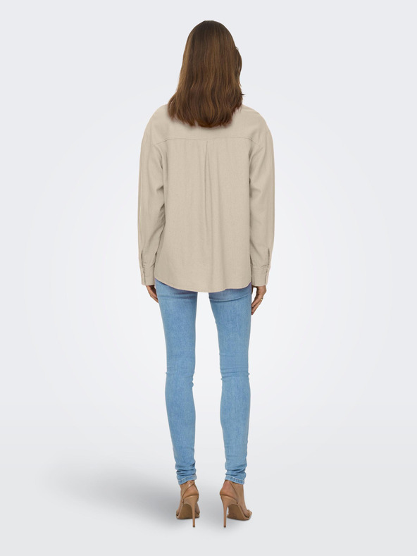 ONLY Bež ženska lanena košulja ONLY Caro