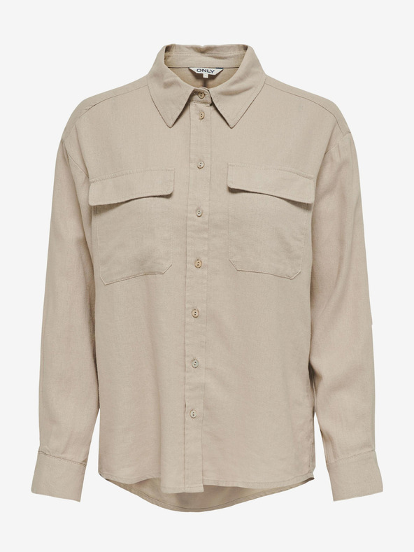 ONLY Bež ženska lanena košulja ONLY Caro