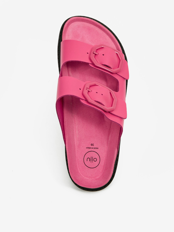 Ojju Ružičaste ženske kožne papuče na platformi OJJU