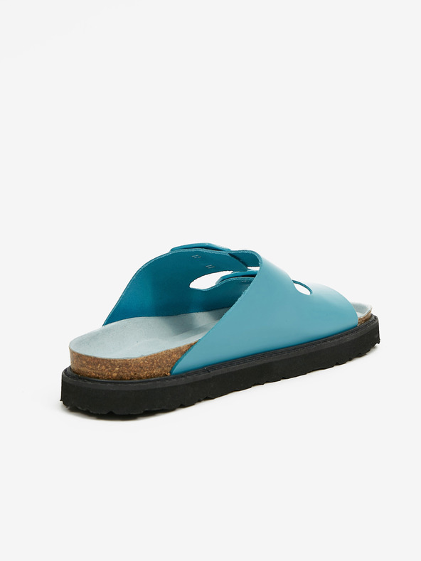 Ojju Tirkizne ženske kožne papuče na platformi OJJU