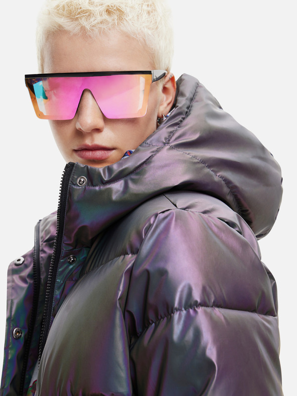 Desigual Siva ženska prošivena jakna s metalik odsjajem Desigual Re