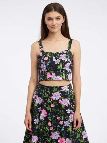 Orsay Crna ženska majica bez rukava cvjetnog uzorka ORSAY