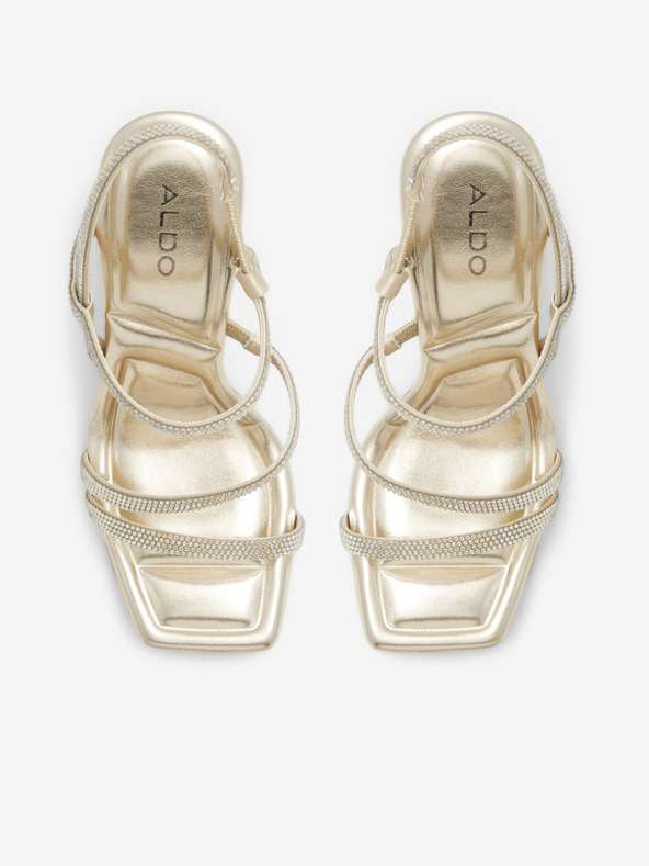 Aldo Ženske sandale na visoku petu zlatne boje ALDO Adrocan Mix Mat