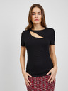 Orsay Crna ženska rebrasta majica s izrezom ORSAY