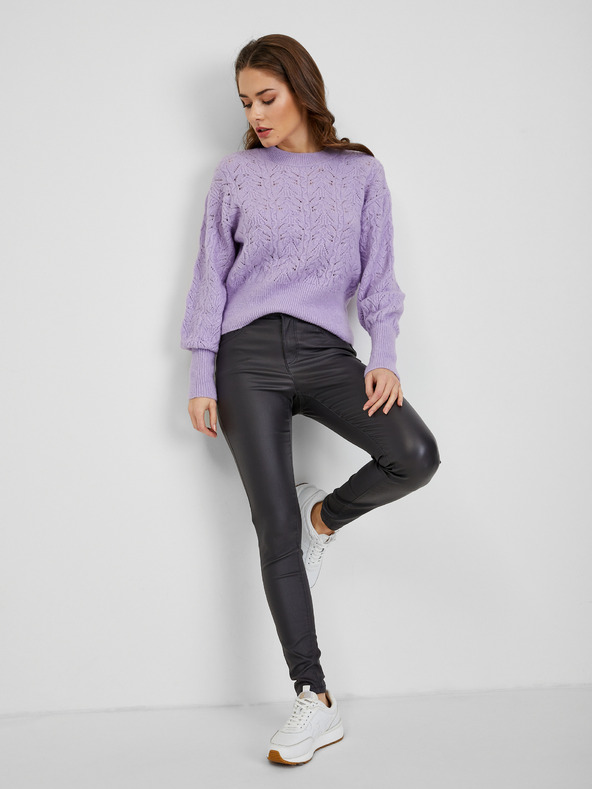 Orsay Svjetloljubičasti ženski pulover s uzorkom i balon-rukavima ORSAY