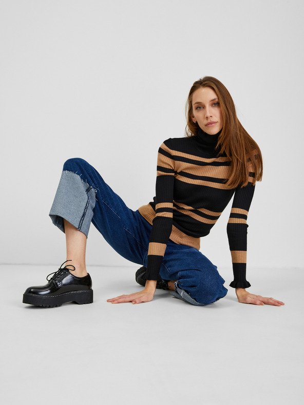 Orsay Smeđe-crni ženski prugasti pulover ORSAY