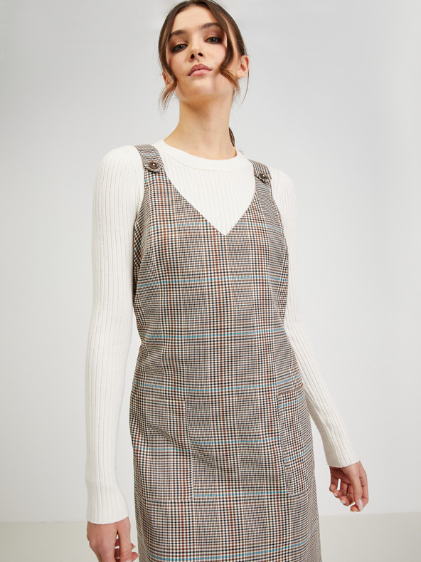 Orsay Smeđa ženska karirana haljina ORSAY