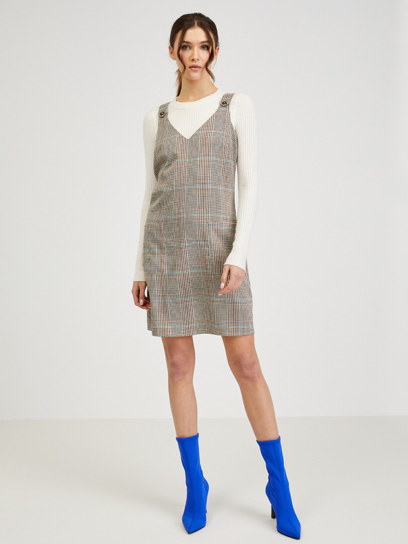 Orsay Smeđa ženska karirana haljina ORSAY