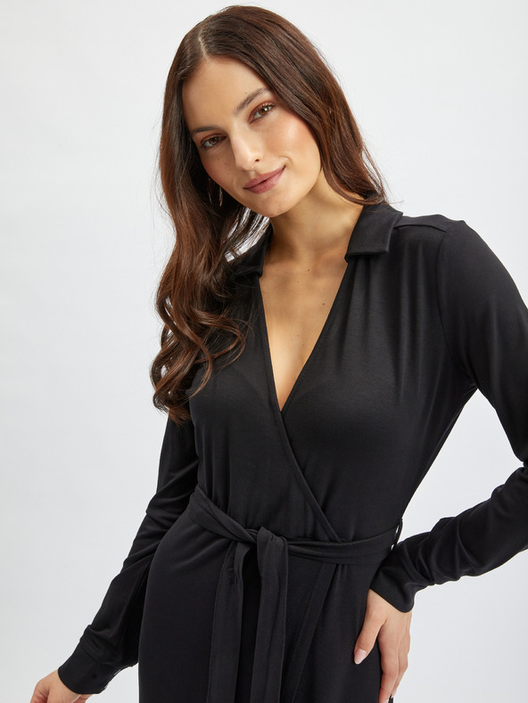 Orsay Crna ženska preklopna haljina ORSAY