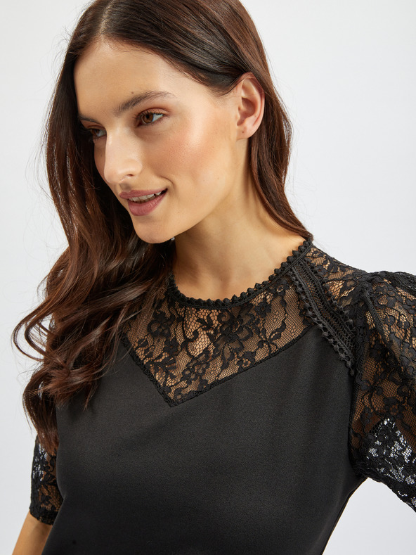 Orsay Crna ženska haljina s čipkom ORSAY