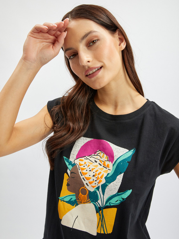 Orsay Bijelo-crna cvjetna majica ORSAY