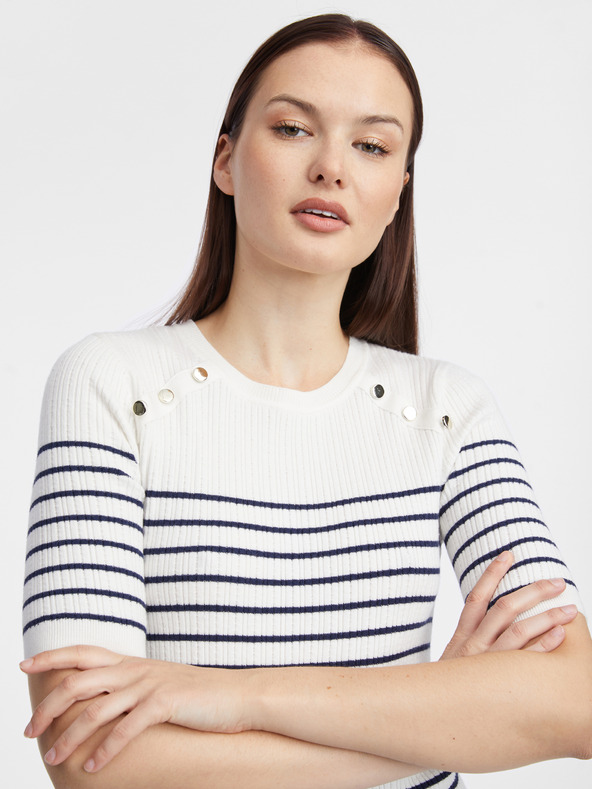 Orsay Bijela ženska prugasta pletena haljina ORSAY