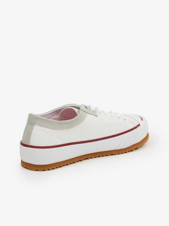 Diesel Bijele muške platnene tenisice s kožnim detaljima Diesel