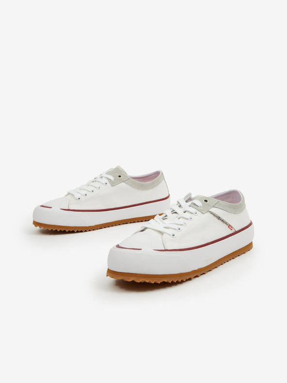 Diesel Bijele muške platnene tenisice s kožnim detaljima Diesel